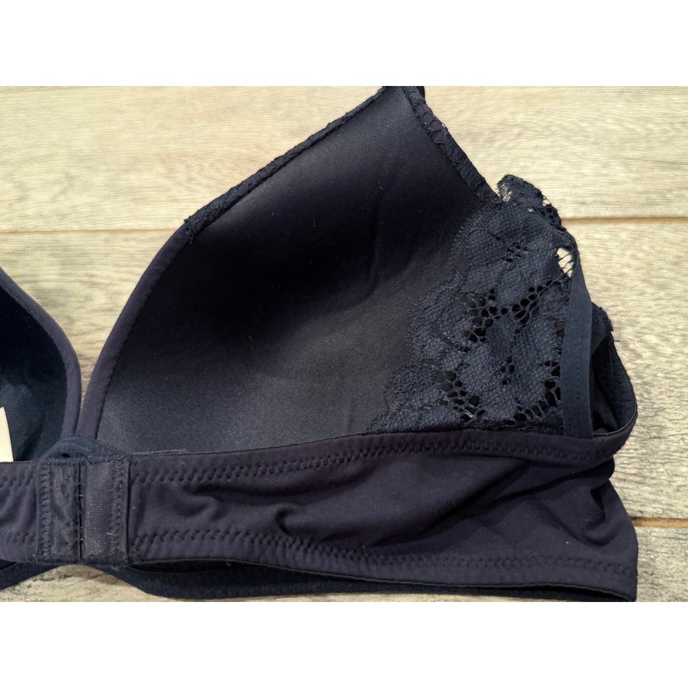 Laura Ashley Bra 38C Navy Blue Wire Free Comfort Lace Trim 38 C NWT Wireless - Picture 7 of 12